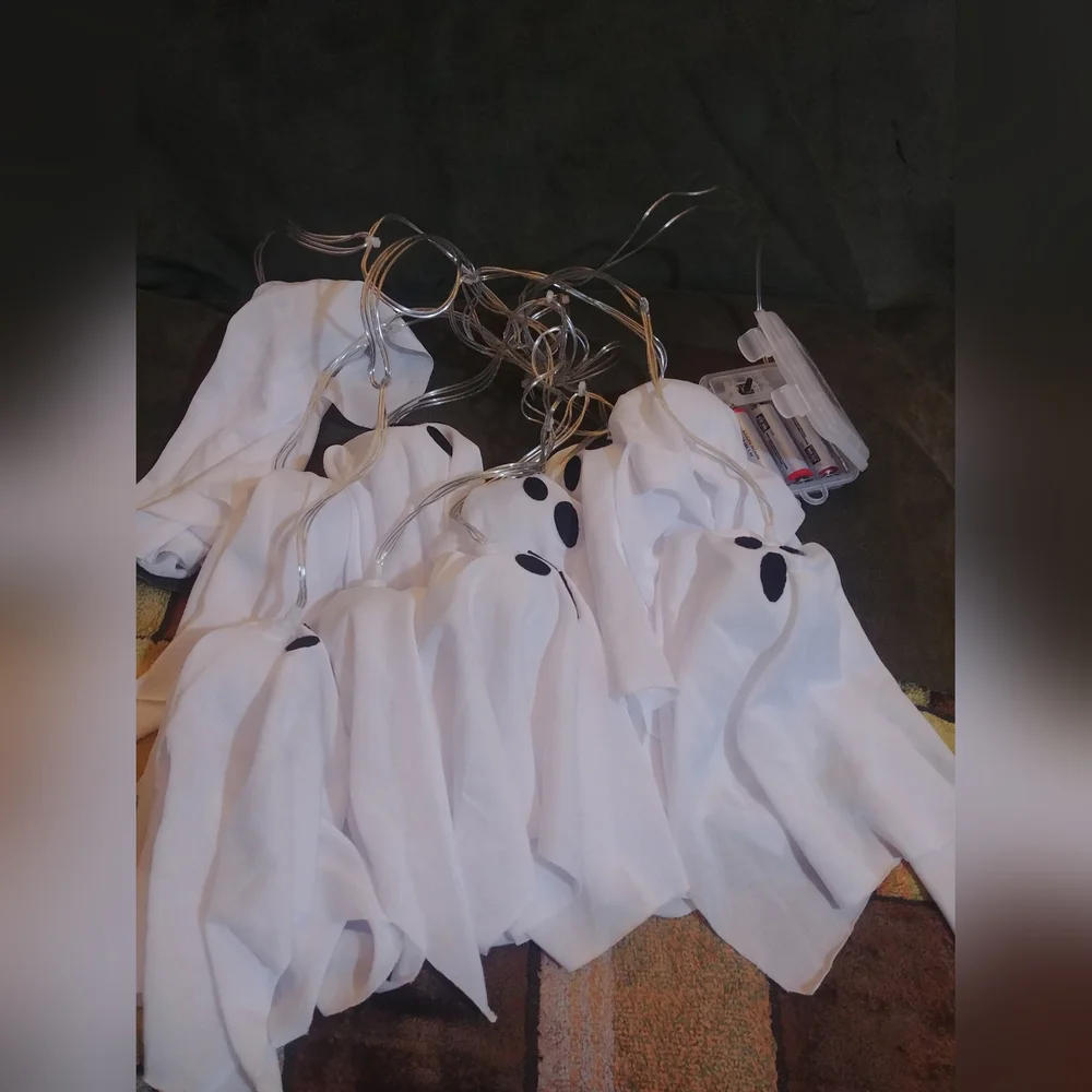 Halloween Ghost String Lights with Remote, 10 LED Hanging Ghost Lights